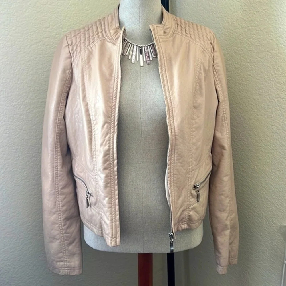 Therapy Cream Faux Leather Jacket - Size Medium